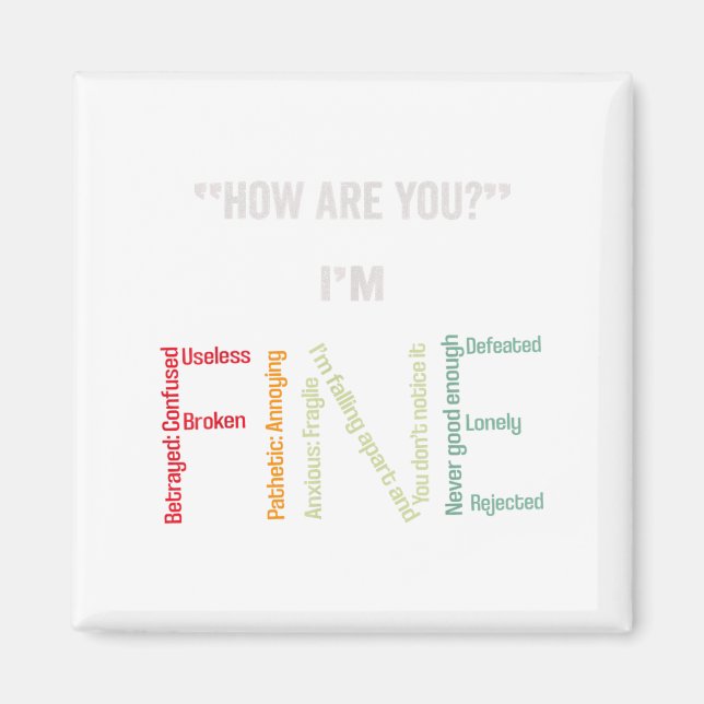 I'm Fine Suicide Prevention Mental Health Awarenes Magnet (Front)