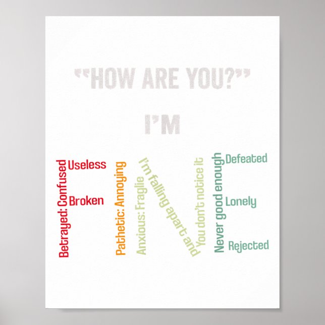 I'm Fine Suicide Prevention Mental Health Awarenes Poster (Front)