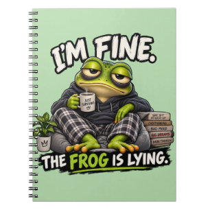 Im Fine The Frog Is Lying Funny Frog Spiral Notebook