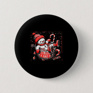 I'm Fine This Is Fine Just Having Meltdown Snowman 6 Cm Round Badge