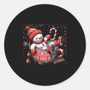 I'm Fine This Is Fine Just Having Meltdown Snowman Classic Round Sticker