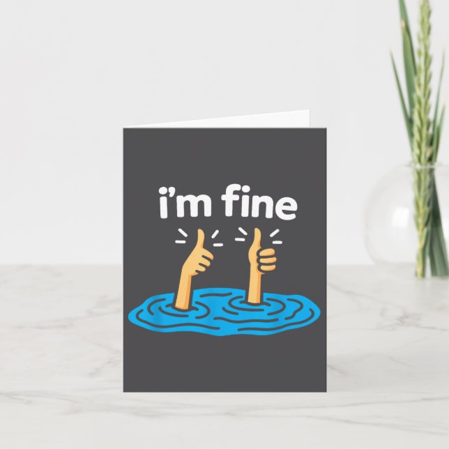 I'm Fine Thumbs Up Two Like Hand Funny Sarcasm Hum Card (Front)