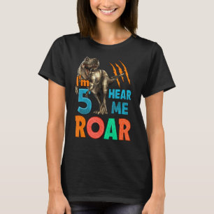 I'm Five Hear Me Roar Dinosaur Birthday 5th bday b T-Shirt
