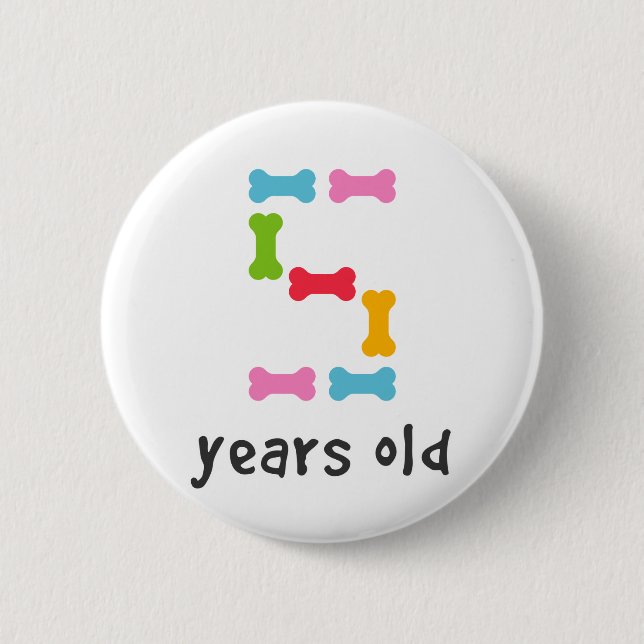 I'm Five Years Old 6 Cm Round Badge (Front)