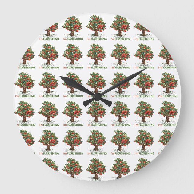 I'm Flourishing – Rooted Growth Inspirational Tree Large Clock (Front)