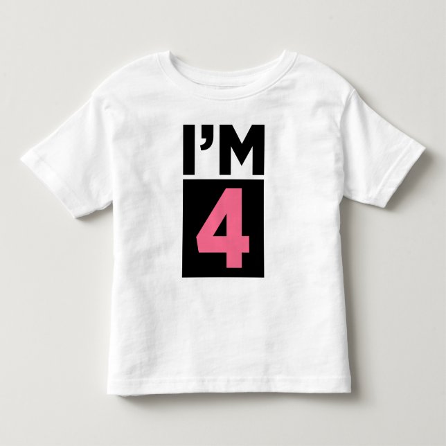 I'm Four Pink Fourth Birthday Shirt (Front)