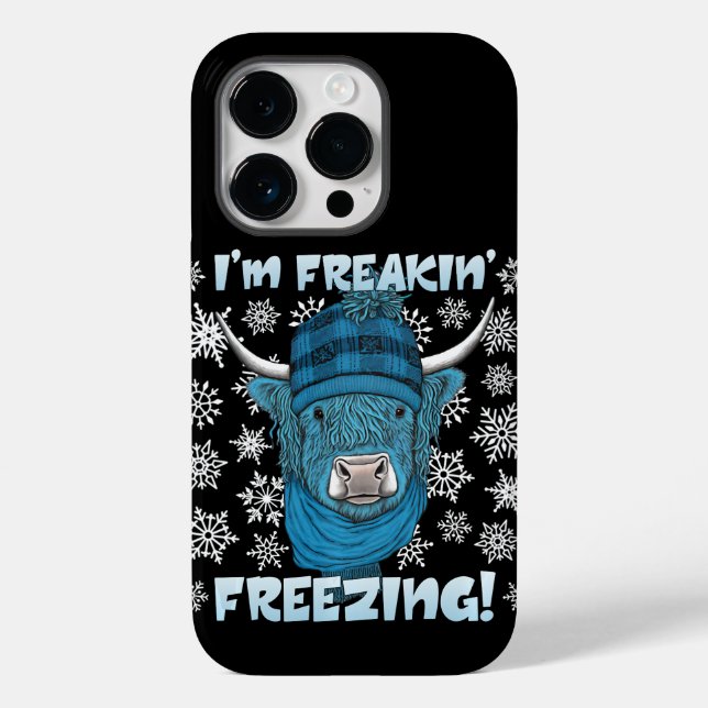 I'm Freakin' Freezing Highland Cow Pullover Case-Mate iPhone Case (Back)