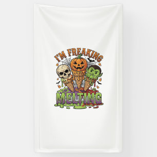 Im Freaking Melting Halloween Ice Cream Skull Pump Banner