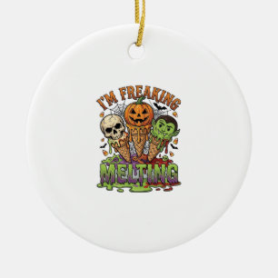 Im Freaking Melting Halloween Ice Cream Skull Pump Ceramic Tree Decoration