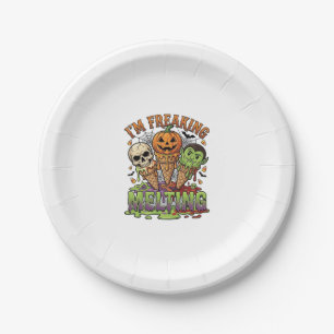 Im Freaking Melting Halloween Ice Cream Skull Pump Paper Plate