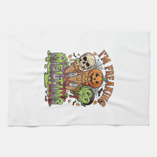 Im Freaking Melting Halloween Ice Cream Skull Pump Tea Towel