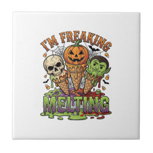 Im Freaking Melting Halloween Ice Cream Skull Pump Tile
