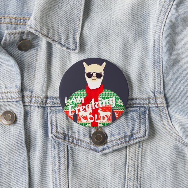 I'm Freezing! Funny Christmas Llama Design 7.5 Cm Round Badge (In Situ)