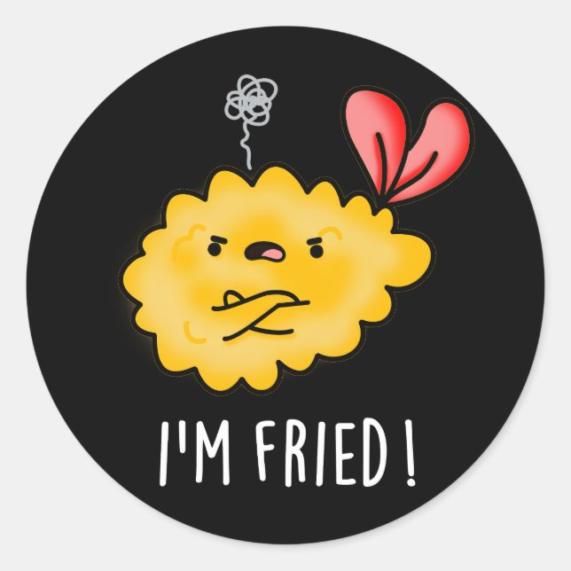 I'm Fried Funny Tempura Sushi Pun Dark BG Classic Round Sticker (Front)
