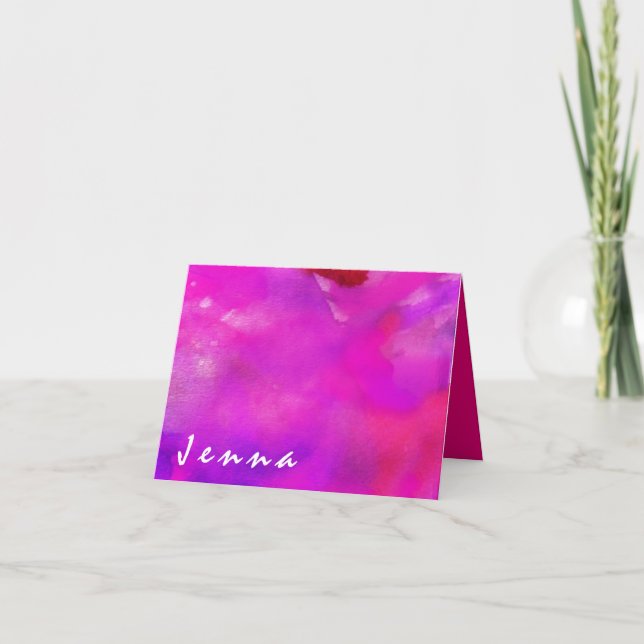 I'M FUCHSIA WATERCOLOR Bat Mitzvah Thank You Card (Front)
