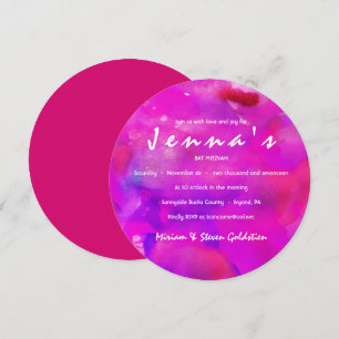 I'M FUSHIA WATERCOLOR  Bat Mitzvah Invitation