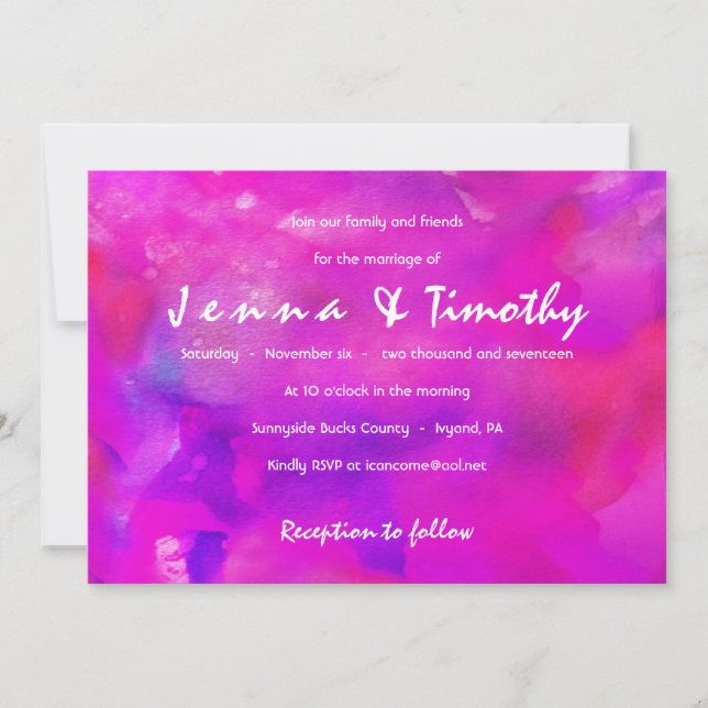 I'M FUSHIA WATERCOLOR Wedding Invitation (Front)