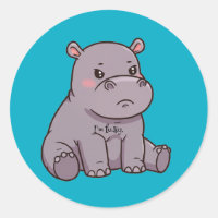 "I'm fussy." Cartoon, Cute Pouting Hippo