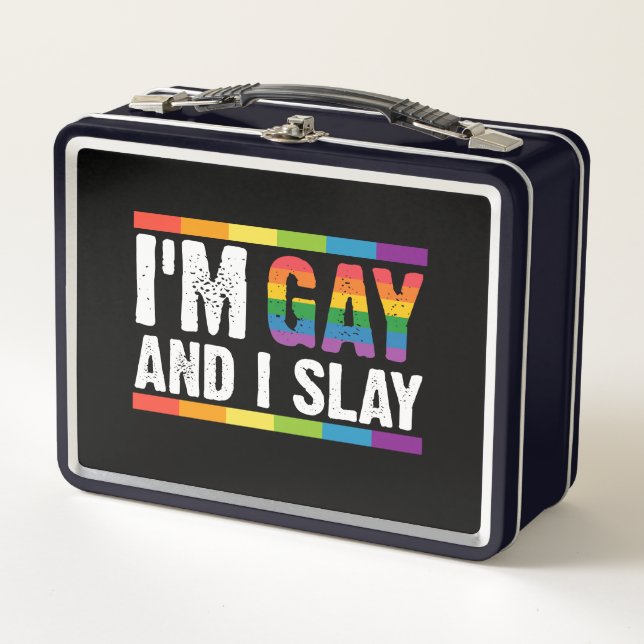 I'm Gay and I Slay LGBTQ Gay Pride  Metal Lunch Box (Front)