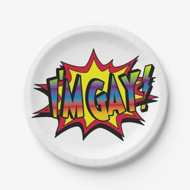 I'm Gay Burst Paper Plate (Front)