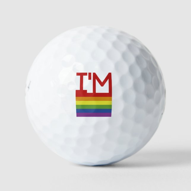 I'm Gay | Rainbow Flag Golf Balls (Front)
