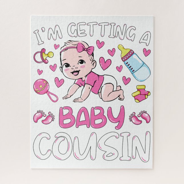 I'm Getting A Baby Cousin Girl Gender Reveal Jigsaw Puzzle (Vertical)