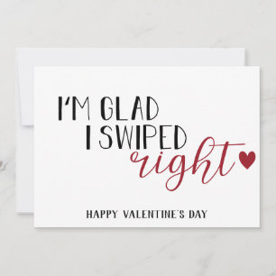 "I'm glad I swiped right" fun romantic Dating Holiday Card