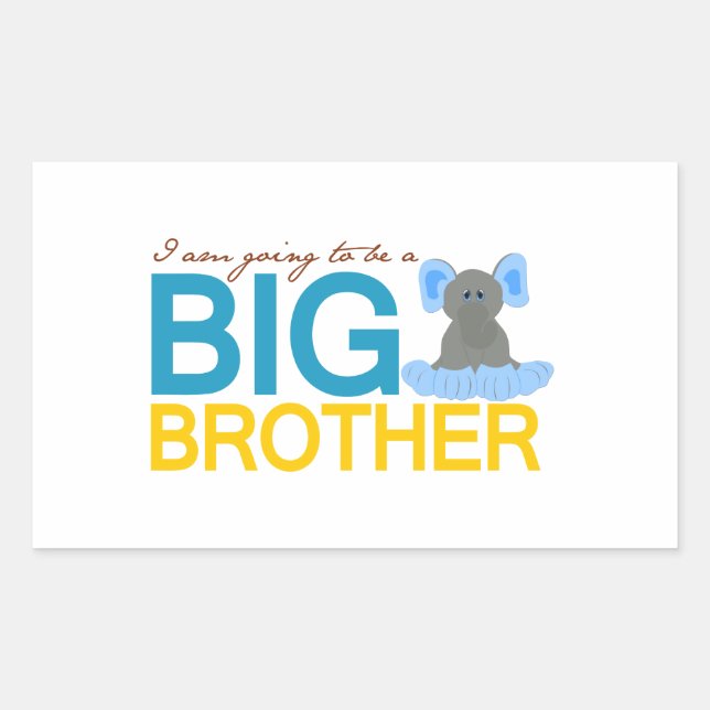I'm Going to be a Big Brother Elephant Rectangular Sticker (Front)