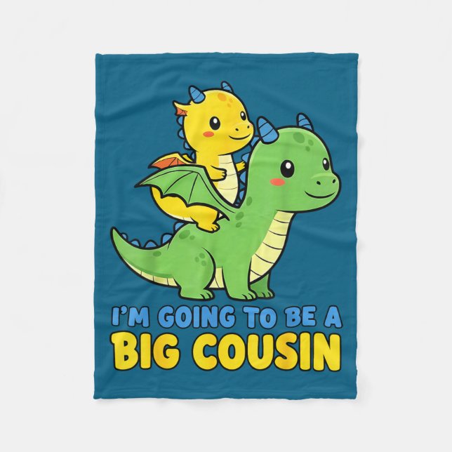 I'm Going To Be A Big Cousin Baby Reveal 2026 Drag Fleece Blanket (Front)