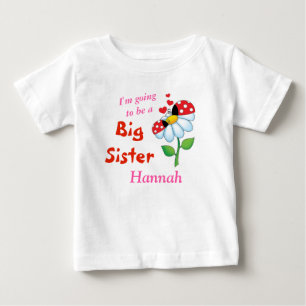 I'm going to be a Big Sister Ladybugs Flower Baby T-Shirt