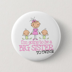 I'm Going to Be a Big Sister to TWINS 6 Cm Round Badge