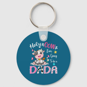 I'm going to be a dada cute cow gender reveal part key ring