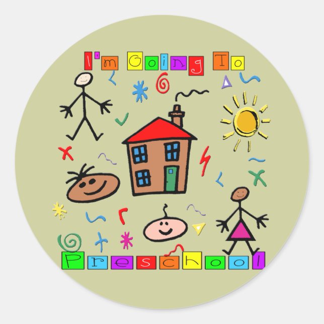 I'm Going to Preschool Classic Round Sticker (Front)