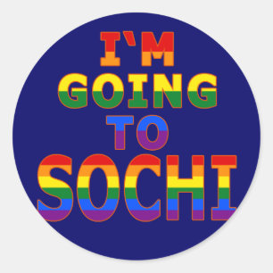 I'm Going to Sochi in Gay Pride Rainbow Colours Classic Round Sticker