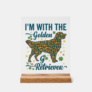 Im Golden Retriever Dog Halloween Pumpkins Leaves_ Acrylic Sign