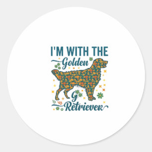 Im Golden Retriever Dog Halloween Pumpkins Leaves_ Classic Round Sticker