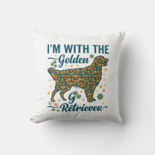Im Golden Retriever Dog Halloween Pumpkins Leaves_ Cushion