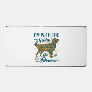 Im Golden Retriever Dog Halloween Pumpkins Leaves_ Desk Mat