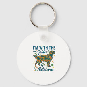 Im Golden Retriever Dog Halloween Pumpkins Leaves_ Key Ring