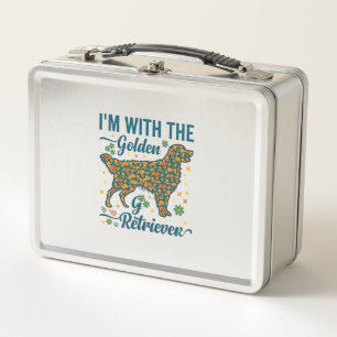 Im Golden Retriever Dog Halloween Pumpkins Leaves_ Metal Lunch Box