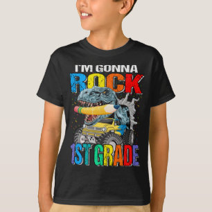 I'm Gonna Rock 1st Grade Monster Truck Dinosaur T-Shirt