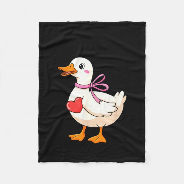 I'm Goosey For You Coquette Valentine Goose  Fleece Blanket (Front)