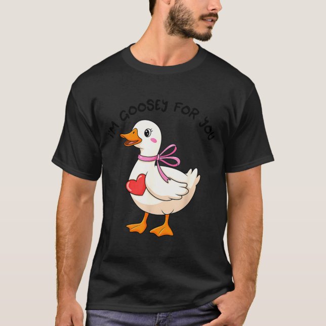 I'm Goosey For You Coquette Valentine Goose  T-Shirt (Front)
