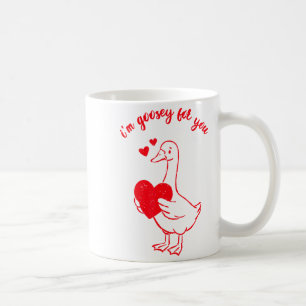 I'm Goosey For You Valentine Goose Hearts Minimal  Coffee Mug