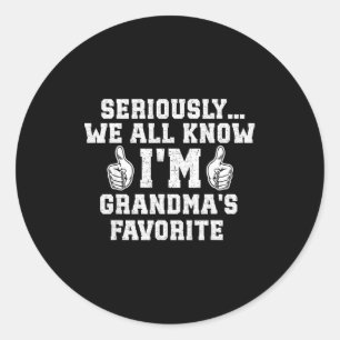 I'm Grandma's Favorite Grandson Granddaughter Humo Classic Round Sticker