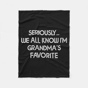 I'm Grandma's Favorite Grandson Granddaughter Humo Fleece Blanket