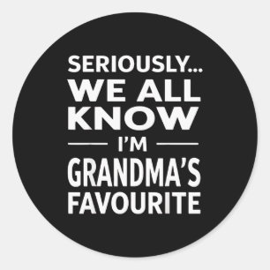 Im Grandmas Favorite Grandson Granddaughter Humor Classic Round Sticker
