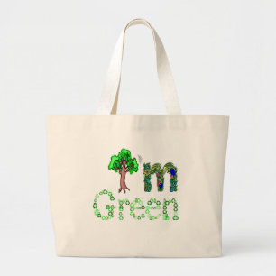 I'm Green Going Green Tree Recycle Symbols Large Tote Bag