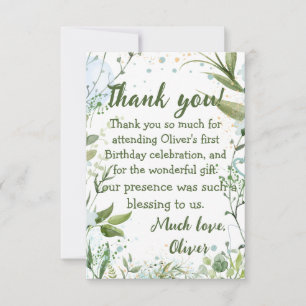 I'm growing like a weed, 1st birthday boy, thank you card