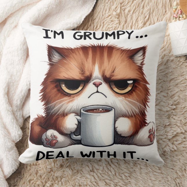 I'm Grumpy, Deal With It Cat Cushion (Blanket)